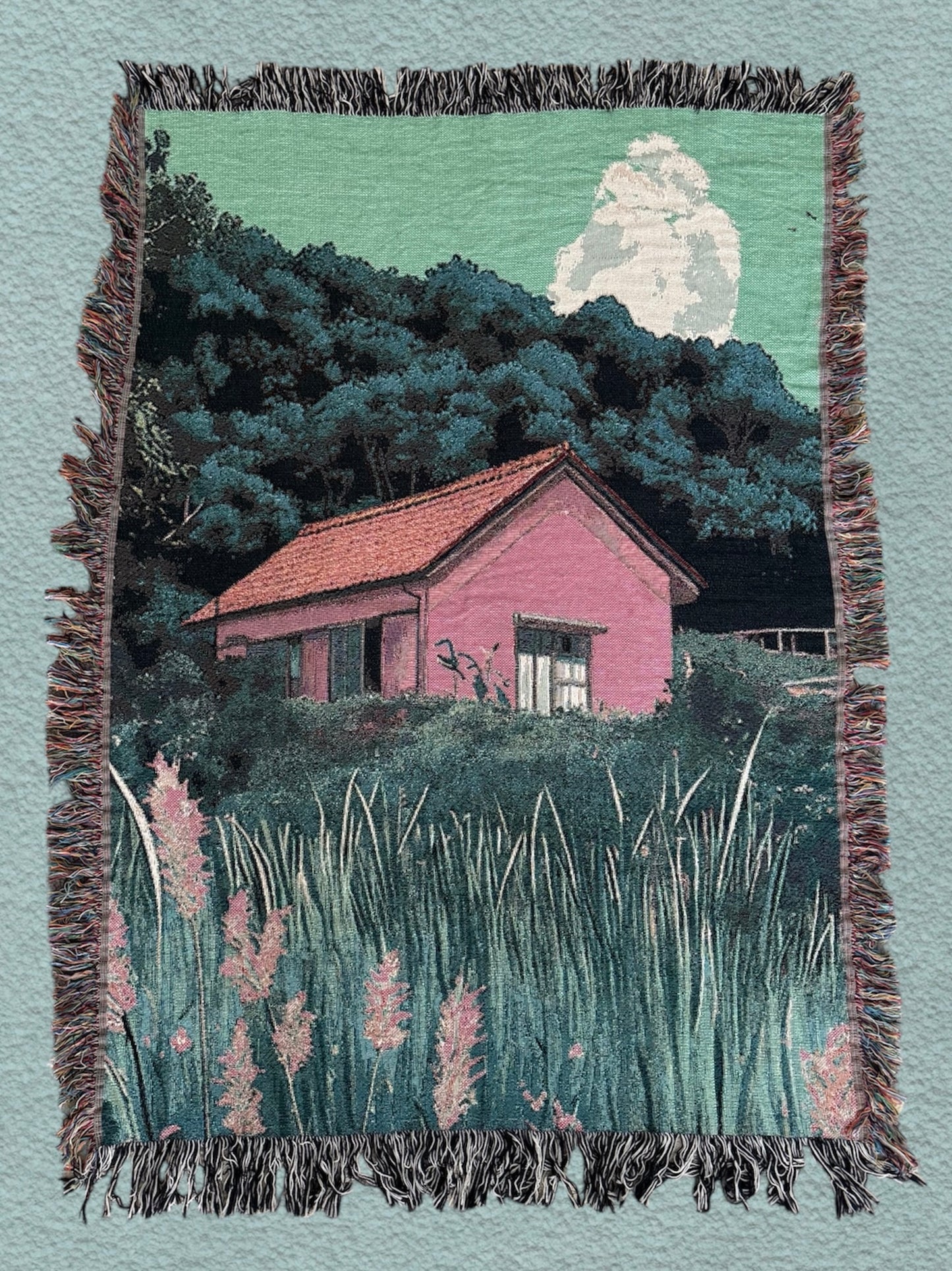 lo-fi Anime House Woven Blanket