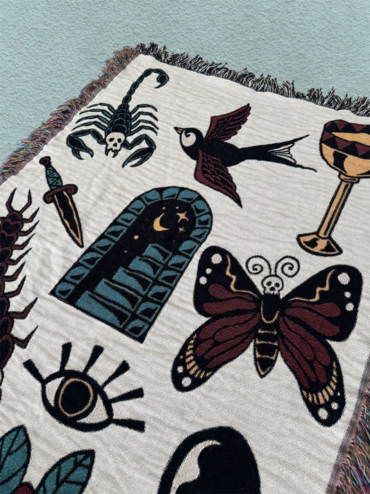 Simple Tattoo Art Woven Blanket