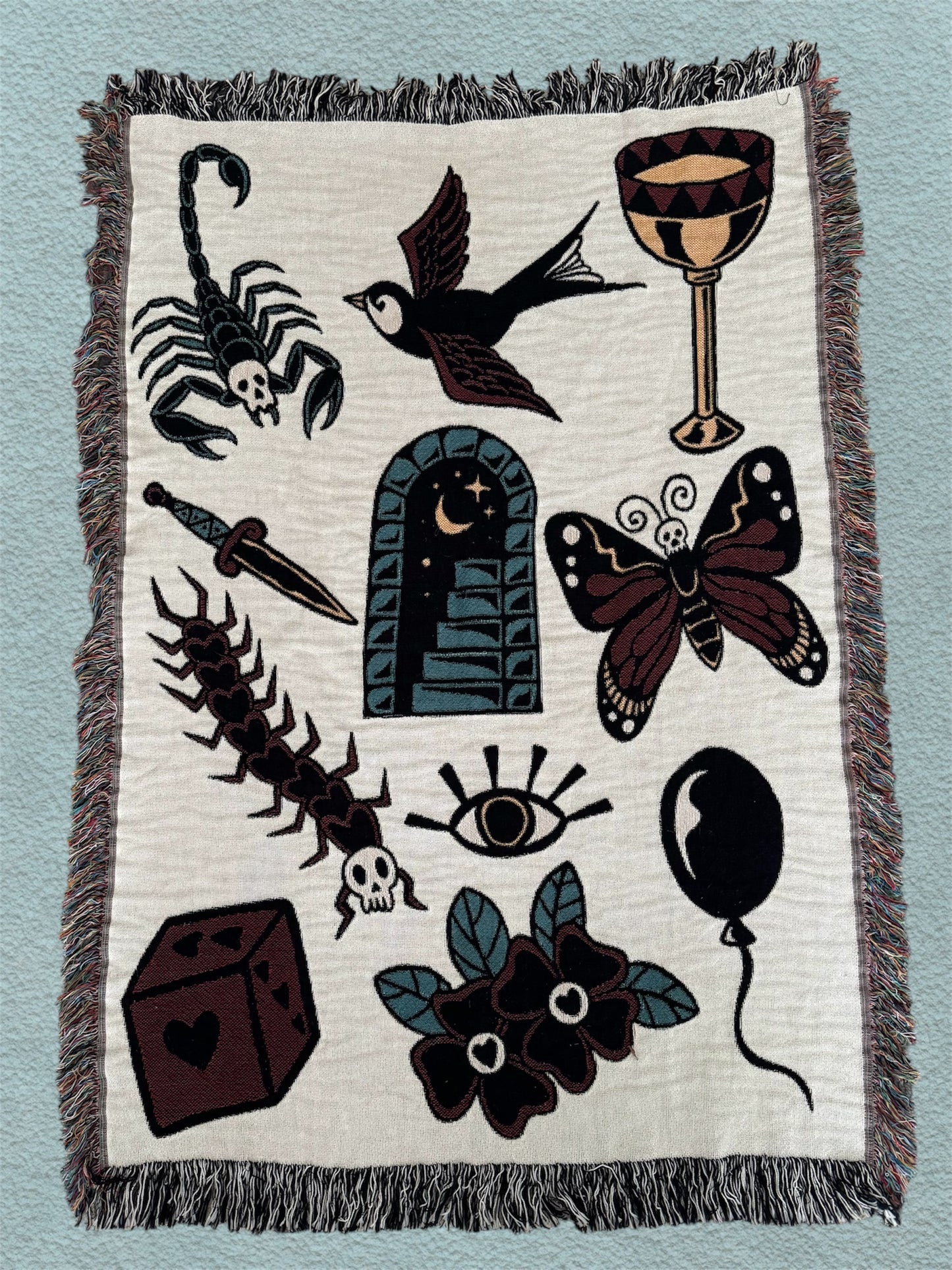 Simple Tattoo Art Woven Blanket