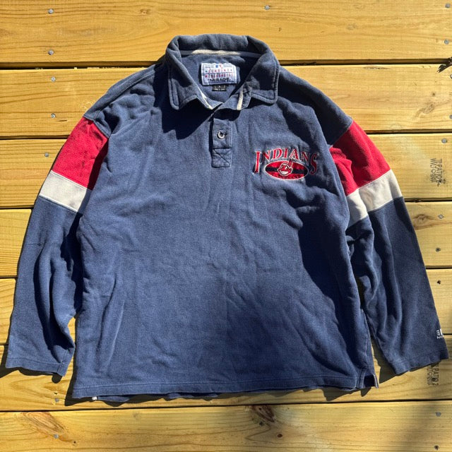 Vintage Cleveland Indians Long Sleeve Polo "Chief Wahoo" - L