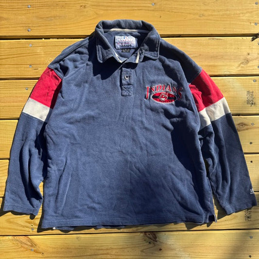 Vintage Cleveland Indians Long Sleeve Polo "Chief Wahoo" - L