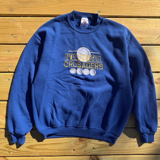 Vintage Blue Volleyball Crusaders Embroidered Sweatshirt - M