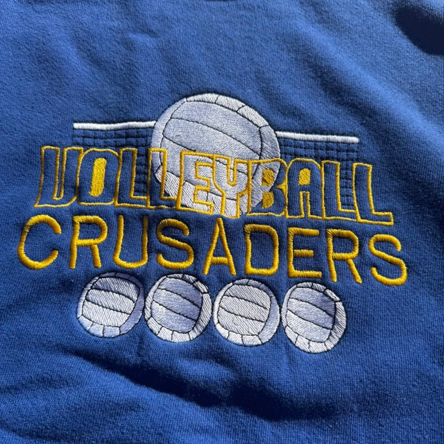 Vintage Blue Volleyball Crusaders Embroidered Sweatshirt - M