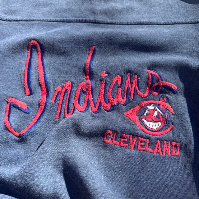 Vintage THRASHED Cleveland Indians Sweatshirt Embroidered - L