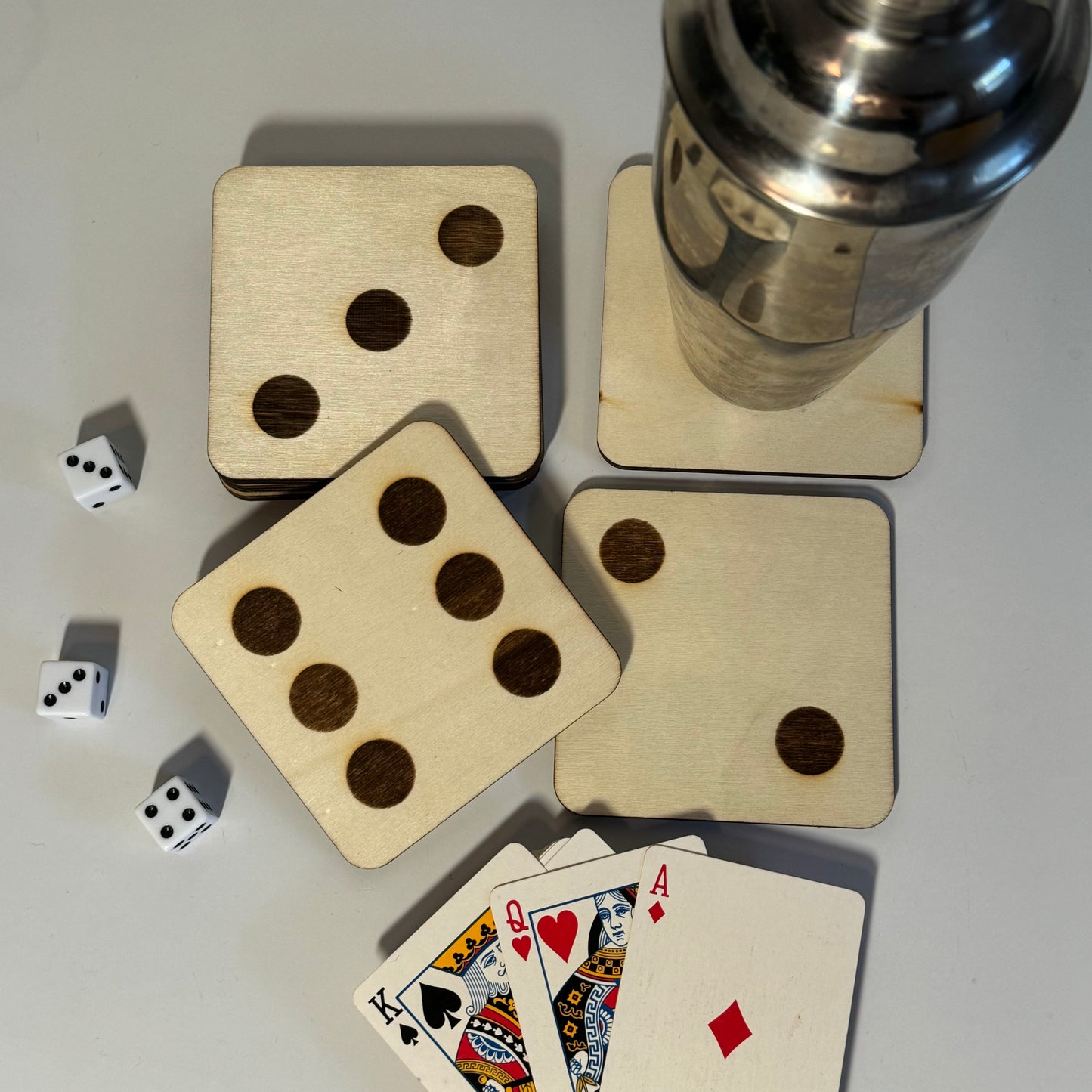 Wood Dice Coaster Set
