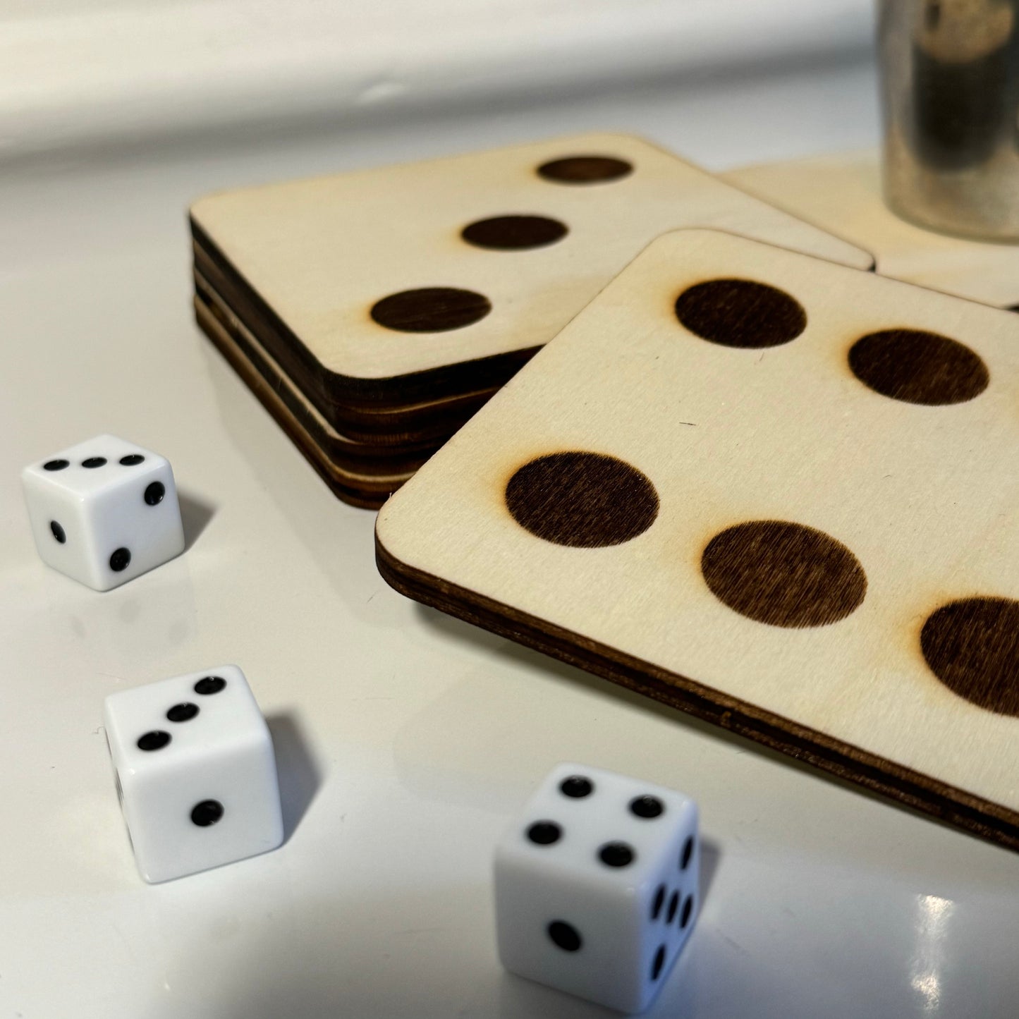 Wood Dice Coaster Set