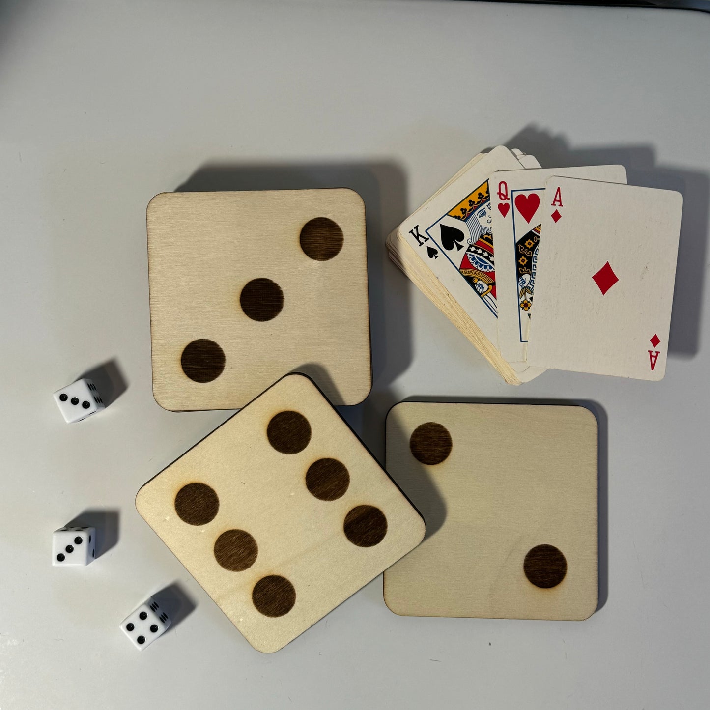 Wood Dice Coaster Set