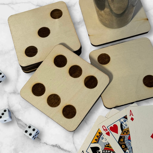 Wood Dice Coaster Set