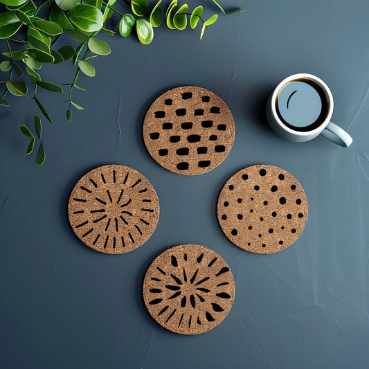 Minimal Dots and Lines Coaster Set
