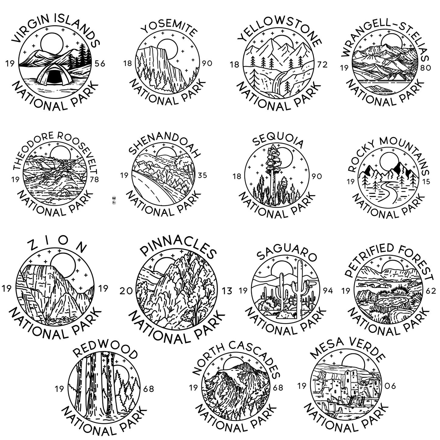 4 National Parks Cork Coaster Set Engraved - Engraved Set of 4 National Park Cork Coasters - Personalized 4 Pack of National Parks Coasters