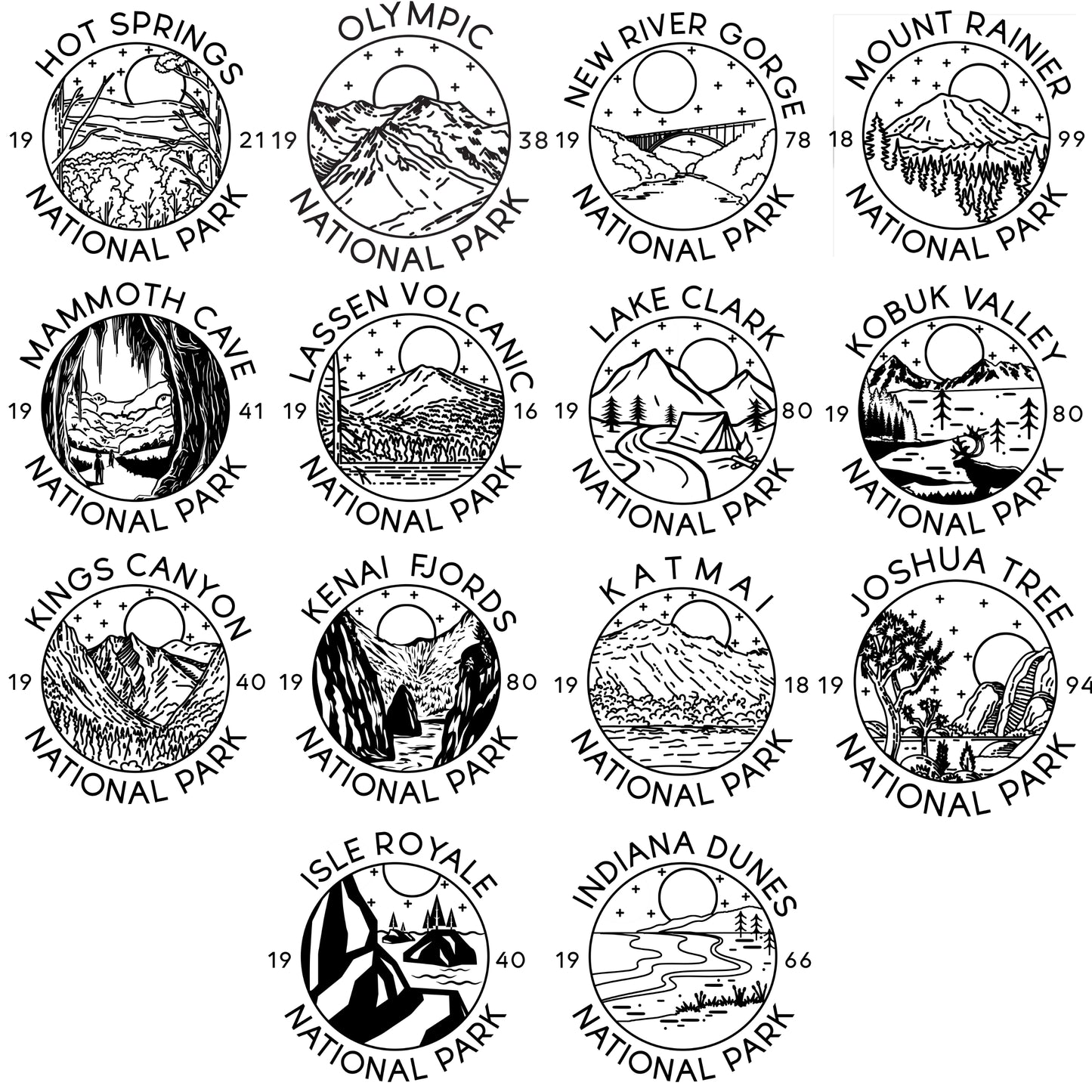 4 National Parks Cork Coaster Set Engraved - Engraved Set of 4 National Park Cork Coasters - Personalized 4 Pack of National Parks Coasters
