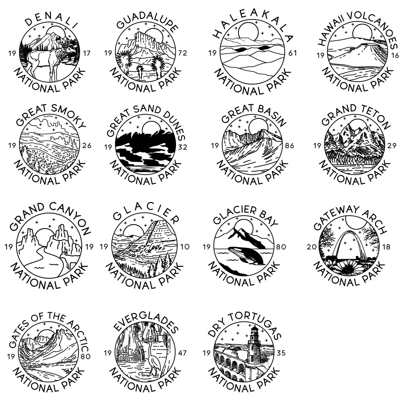 4 National Parks Cork Coaster Set Engraved - Engraved Set of 4 National Park Cork Coasters - Personalized 4 Pack of National Parks Coasters